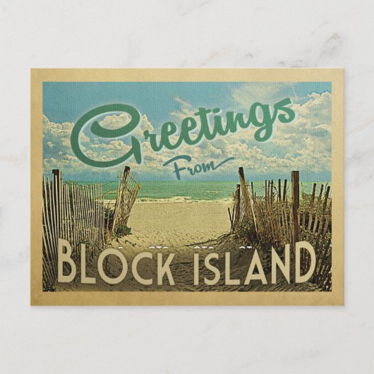 Carte Postale Vintage voyage de Block Island Beach (Devant)