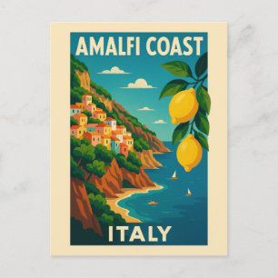 Carte Postale Vintage voyage de la côte d'Amalfi