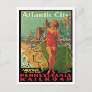 Carte Postale Vintage voyage de la ville d'Atlantique