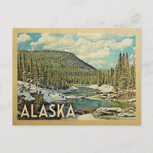 Carte Postale Vintage voyage de l'Alaska Snowy Winter Nature (Devant)