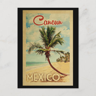 Carte Postale Vintage voyage de palmier de Cancun