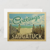 Carte Postale Vintage voyage de plage de Saugatuck (Devant / Derrière)