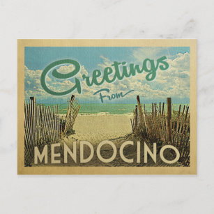 Carte Postale Vintage voyage de plage Mendocino