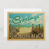Carte Postale Vintage voyage de plage Rehoboth (Devant / Derrière)