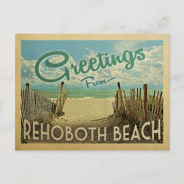 Carte Postale Vintage voyage de plage Rehoboth (Devant)