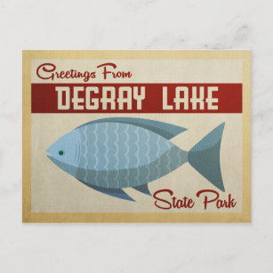 Carte Postale Vintage voyage de poisson bleu du lac De Grey