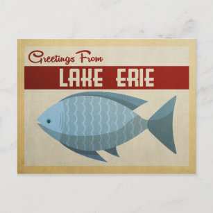 Carte Postale Vintage voyage de poisson bleu du lac Erie