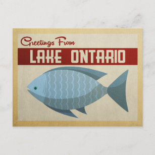 Carte Postale Vintage voyage de poisson bleu du lac Ontario