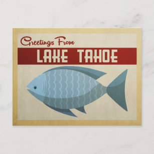 Carte Postale Vintage voyage de poisson bleu du lac Tahoe