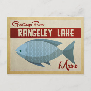 Carte Postale Vintage voyage de poisson Rangeley Lake Maine