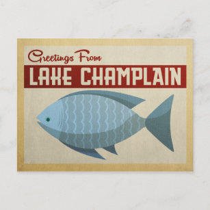 Carte Postale Vintage voyage de poissons du lac Champlain