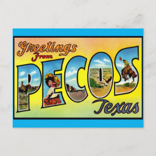 Carte postale Vintage voyage de voeux Pecos, Texas