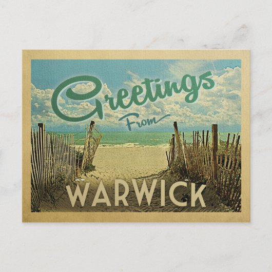 Carte Postale Vintage voyage de Warwick Beach (Devant)
