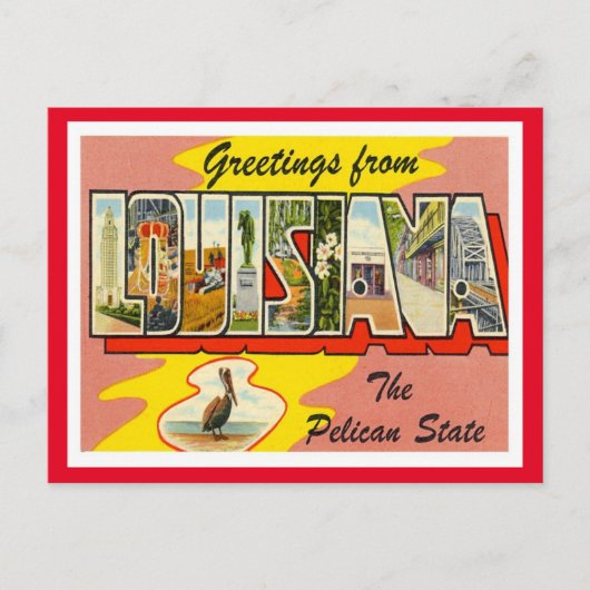 Carte Postale Vintage voyage des salutations Louisiane (Devant)