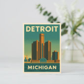 Carte Postale Vintage voyage Detroit Michigan Cityscape Retro (Debout devant)