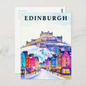 Carte Postale Vintage voyage d'hiver Edimbourg Castle Scotland (Devant / Derrière)