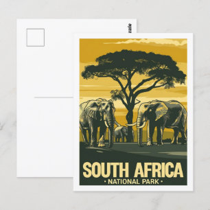 Carte Postale Vintage voyage du Parc National d'Afrique du Sud