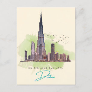 Carte Postale Vintage voyage Dubaï Émirats arabes unis Ville