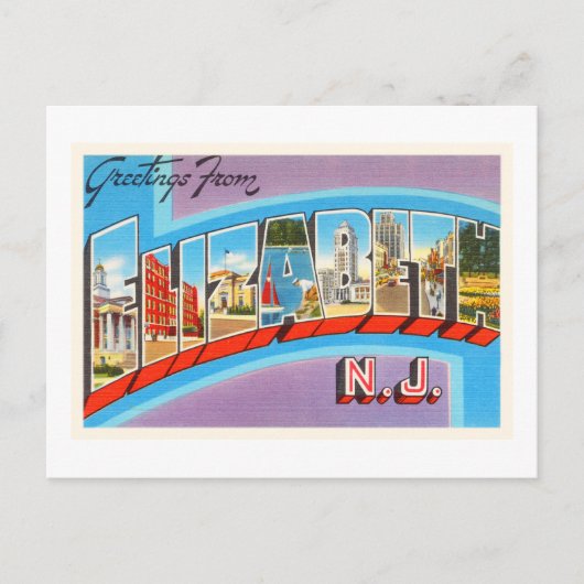 Carte postale Vintage voyage Elizabeth New Jersey (Devant)