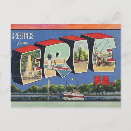 Carte postale Vintage voyage Erie, Pennsylvanie (Devant)
