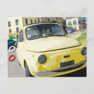 Carte Postale Vintage voyage Fiat 500 Cinquecento, Italie, Jaune