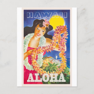 Carte postale Vintage voyage Fleur Hawaii