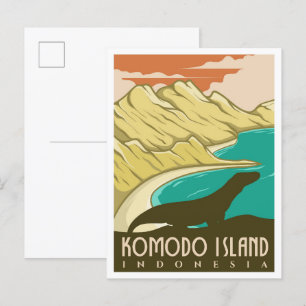 Carte Postale Vintage voyage Indonésie de l'île de Komodo