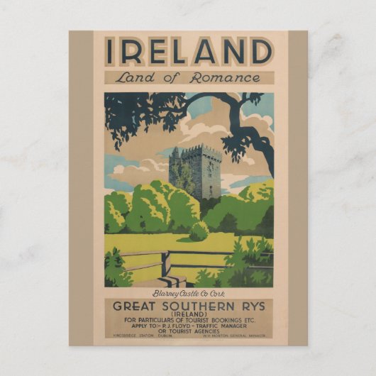 Carte Postale Vintage voyage irlandais (Devant)
