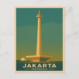 Carte Postale Vintage voyage Jakarta Indonésie Retro Graphisme