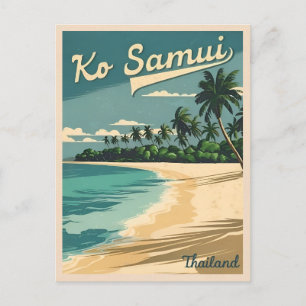 Carte Postale Vintage voyage Koh Samui Thaïlande Retro Graphisme