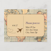 Carte postale vintage, Voyage Mariage RSVP (Dos)