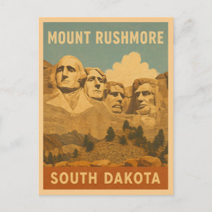 Carte Postale Vintage voyage Mount Rushmore South Dakota Retro