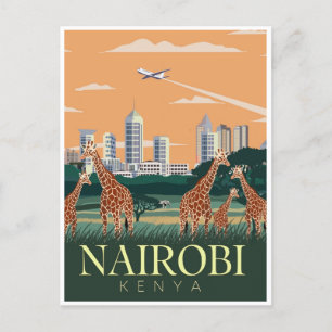 Carte Postale Vintage voyage Nairobi capitale Kenya vacances