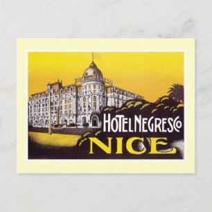 Carte Postale Vintage voyage Nice France Hôtel Étiquette Art