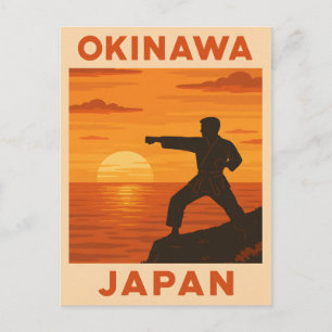 Carte Postale Vintage voyage Okinawa Japon Karate Retro Sunset