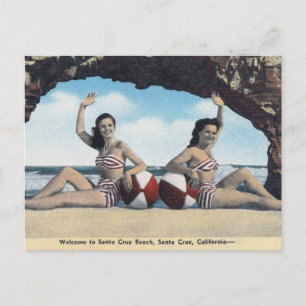 Carte Postale Vintage voyage - Père Noël Cruz California Beach