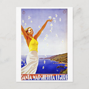 Carte Postale Vintage voyage Père Noël Margherita Ligure Italie