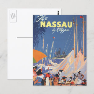 Carte Postale Vintage voyage, Port de Nassau, Floride, Bateaux à