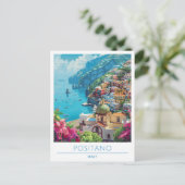Carte Postale Vintage voyage Positano Italie (Debout devant)