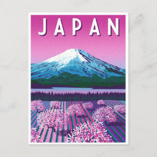 Carte Postale vintage Voyage retro aquarelle Japon