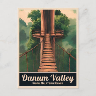 Carte Postale Vintage voyage rétro Borneo Rainforest Malaysia