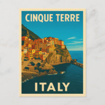 Vintage voyage rétro Cinque Terre Italie Pittoresq