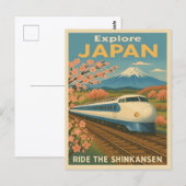 Carte Postale Vintage voyage rétro Japon Shinkansen (Devant / Derrière)