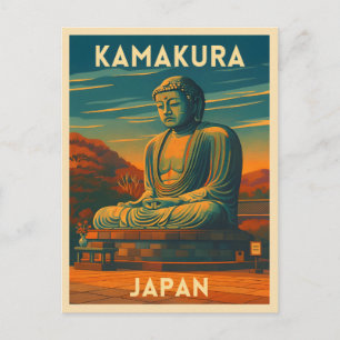 Carte Postale Vintage voyage rétro Kamakura Bouddha japonais
