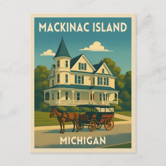 Carte Postale Vintage voyage rétro Mackinac Island Michigan (Devant)