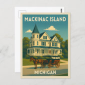 Carte Postale Vintage voyage rétro Mackinac Island Michigan (Devant / Derrière)