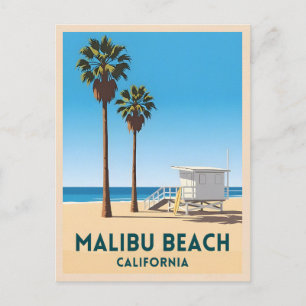 Carte Postale Vintage voyage rétro Malibu Beach Côte de Californ