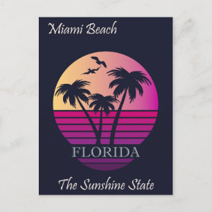 Carte Postale Vintage voyage Retro Miami Beach Floride