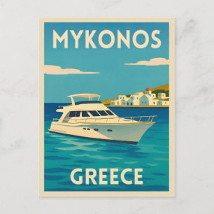 Carte Postale Vintage voyage rétro Mykonos Grèce Ile de mer