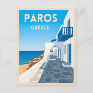 Carte Postale Vintage voyage rétro Paros Grèce île de la mer